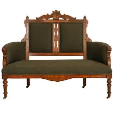 Just a small assortment of deco items i made for my victorian/edwardian save. Carved Edwardian Settee In Army Green Canvas Eastlake Furniture Primitive Dining Rooms How To Antique Wood