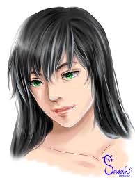 I have blach and bright green hair dye, just i dont know weather i should put flashs in or green highlights/lowlights, maybe steaks i had a dream the other night that i had black hair, cut in a cleopatra style (a bob). Black Hair And Green Eyes By Sasakiaoihime On Deviantart