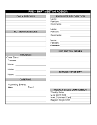 Daily Restaurant Pre Shift Meeting Sheet Restaurant Management Guest Bathroom Remodel Remodel