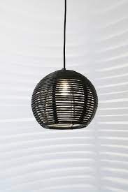 Câble électrique vendu en option. Suspension Boule En Rotin Noir 30cm Dark Fabricant Belge Original Ref 18090219