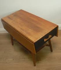 Unusual 1950s Oak And Ebonised Drop Leaf Coffee Table With A Drawer At Either End 175 Coffee Table Table Coffee And End Tables