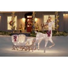 Holiday led yard art displays for every holiday. Home Accents Holiday 5 Ft Polar Wishes Motion Led 280 Light Reindeer With Sleigh Yard Sculpture Ty407 408 1911 The Home Depot