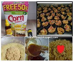 Ni ha, baru tergerak hati nak cuba buat biskut raya. Resepi Biskut Cornflakes Madu Tanpa Bakar