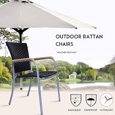 Lawn Dining Chair Set Of 4 Pe Wicker Patio Chairs Outdoor Furniture Lightweight Sturdy Stackable Chair With Aluminum Frame Outdoor Chairs Outdoor Outdoor Patio