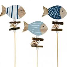 Buy now top coral aquarium decorations at thefindom online store with free shipping in u.s., united kingdom, australia, canada & europe. Maritime Decorative Plugs Fish And Shells On The Stick Marine Decorations Wooden Fish 6pcs 560647 000 505 Buy Online