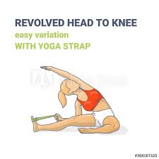Parivritta Janu Sirsasana Easy Variation With Strap Female Illustration Colorful Revolved Head To Knee Yoga Pose Image Buy This S Yoga Yoga Poses Boat Pose