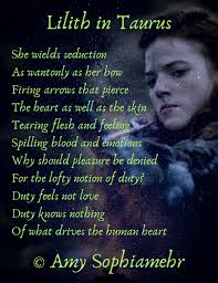 Poem Lilith In Taurus Pagan Poetess Amy Sophiamehr Lilith Taurus Sign Poems