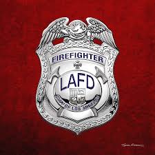 LAFD Firefighter Badge over Red Velvet ...