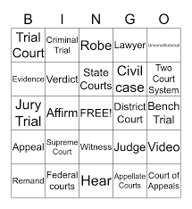 Students will be able to: Judicial Branch In A Flash Bingo Card