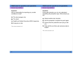 Further information on this standard (including all learning outcomes and assessment criteria) can found here. Health Safety And Environment Test For Operatives And Specialists