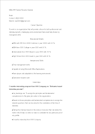 3 months internship from xxxx company. Gratis Mba Hr Fresher Resume Sample
