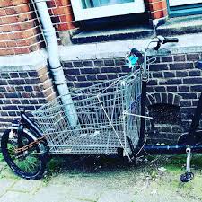 Upcycle Bakfiets Amsterdam Fiets Urbanarrow Babboe Bigbabboe Bike Upcycle Junk Garbage Recycle Shopping Trolley Urban Bike Recycling