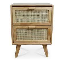 Modern nightstand chest of drawers bedroom bedside cabinet nordic solid wood rattan organizer storage unit with wooden legs for living room hallway home side table (color : Wicker Nightstand Smallable Home Design Adult
