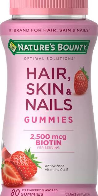 Amazon.com: Nature's Bounty Optimal Solutions Gomitas de Vitaminas para Cabello, Piel y Uñas con Biotina, 2500 mcg, Fresa, 80 unidades, 40 porciones en total: Salud y Hogar