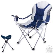 Reclining Camp Chair W Footrest Navy Camping Chairs Outdoor Chairs Camping Mat