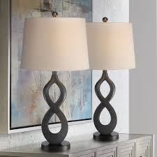 These seem like living room lamps to me, not bedside table lamps….???? 360 Lighting Modern Table Lamps Set Of 2 Deep Bronze Twist Off White Tapered Drum Shade For Living Room Family Bedroom Bedside Walmart Com Walmart Com