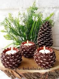 Kozalak Boyama Ile Ilgili Gorsel Sonucu Noel Celenkleri Mumluklar Rustik Noel