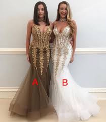 Fit to perfection, curvy mermaid dresses control the figure while showing off your trendsetting style. Gold Lace Mermaid Prom Dresses V Neckline Prom Dresses With Spaghetti Straps Long Prom Dress 2018 P On Luulla