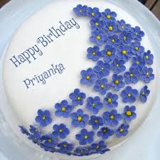 Happy Birthday Cake Images With Name Priyanka Write Your Friend Name On Violet Flowers Birthday Cake Birthday Cake For Mom Birthday Cake With Flowers Cake Name