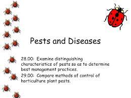 Where possible, summarise how expected climatic changes will impact the distribution and occurrence of pests and diseases. Pests And Diseases 28 00 Examine Distinguishing Characteristics Of Pests So As To Determine Best Management Practices Compare Methods Of Control Ppt Video Online Download