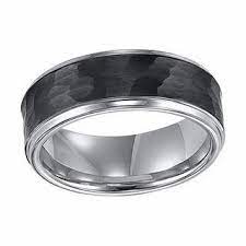 Triton Men S 8 0mm Comfort Fit Hammered Two Tone Tungsten Wedding Band Zales Tungsten Wedding Bands Wedding Rings Wedding Bands