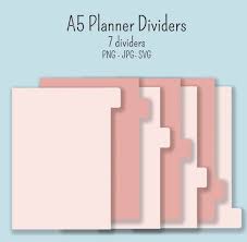 ›desk organizers & drawer dividers. A5 7 Planner Divider Templates With Side Tabs Printable Outlines Png And Jpg And Svg Files Planner Dividers Planner Tabs Planner