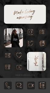 Black And Rose Gold App Icons Aesthetic Iphone Home Screen Ios 14 In 2020 Gold App Iphone Wallpaper App Ios App Iphone