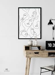 Single Line Art Face Print Woman One Line Drawing Printable Line Art Abstract Print Minimali Wall Decor Printables Wall Decor Bedroom Minimalist Wall Decor