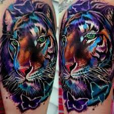Colour Tiger Tattoo By Kirt Sliver Tiger Tattoo Leopard Tattoos Animal Tattoos