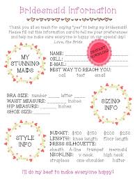 Printable Bridesmaid Information Sheet Bridal Party Planning Sheet 8 5x11 Printable 8 In 2020 Bridesmaid Thank You Wedding Planner Printables How To Plan