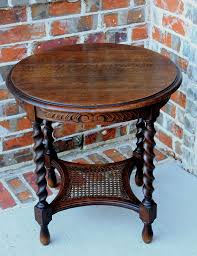 Antique English Oak Round Barley Twist Caned 2 Tier Lamp End Table Nightstand Cheap Outdoor Furniture Barley Twist Furniture Industrial Style Furniture