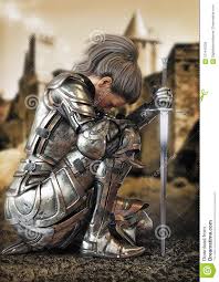 Female Warrior Knight Kneeling Wearing Decorative Metal Armor With A Castle In The Background Stock Il Female Warrior Tattoo Warrior Woman Armor Of God Tattoo