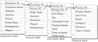 The first table is a customer info table, so each record includes a customer's name, address, shipping and billing information, phone number, and other contact information. Planning A Relational Database