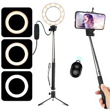 6 Ring Light With Selfie Stick Tripod Phone Holder For Live Stream Makeup Tsv Mini Led Camera Selfie Ringlight For Youtube Video Photography Tik Tok Compatible With Iphone Xs Max Xr Android Walmart Com