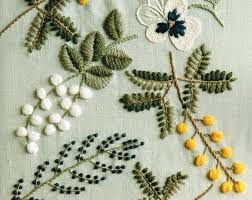 Especially in floral embroidery, the finished product in which the flowers look absolutely stunning with all the delicacies used to layer the flowers, it's a vision in itself. Hand Embroidery Botanical Patterns Embroidered Flower Plant Etsy Japanese Embroidery Wool Embroidery Japanese Embroidery Patterns
