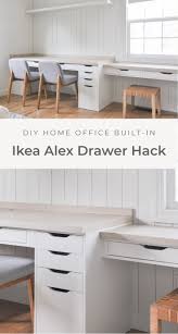 Help setting up a new home office i had planned to buy one normal alex and one storage unit alex (single big cupboard door not the individual pull out drawers) and rest a counter top on them to make a pc desk. Diy Desk Built In With Ikea Alex Desk Drawer Hack Hydrangea Treehouse
