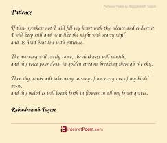 Academy of american poets educator newsletter. Patience Poem By Rabindranath Tagore