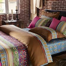 Brandream Luxury Boho Bedding Set Colorful Bohemian Duvet Covers Set Amazon Ca Home Kitchen Teal Bedroom Decor Duvet Cover Sets Boho Bedding Sets