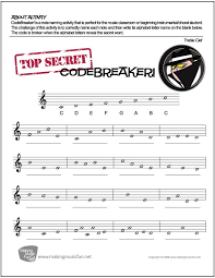 Codebreaker Music Theory Worksheet Treble Clef Note Names Music Theory Worksheets Music Lessons For Kids Learn Music Theory