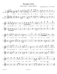 Free recorder sheet music for kids. Simple Gifts Sheet Music For Recorder Woodwind Duet Musescore Com