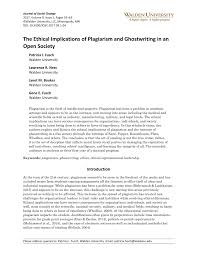 Pdf The Ethical Implications Of Plagiarism And Ghostwriting In An Open Society