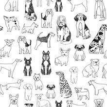 Dogs Black And White Hand Drawn Dog I Spoonflower In 2020 Dog Illustration Dog Wallpaper Black And White Illustration