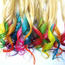 The color is carefully chosen to fit each person's unique, natural shade. Platinum Blonde With Ombre Rainbow Tips Rainbow Hair Extensions Dipped Hair Rainbow Hair