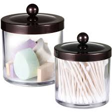Gives you more room for storage in your bathroom by freeing up that extra counter space that you've been looking for. Home Kitchen Bronze Premium Quality Plastic Apothecary Jars Qtip Holder Bathroom Vanity Countertop Storage Organizer Canister Clear Acrylic For Cotton Swabs Rounds Balls Makeup Sponges Bath Salts 2 Pack Bathroom Storage Organization