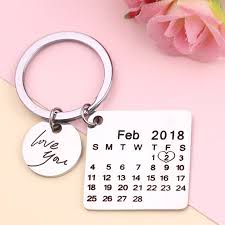 Anniversary Or Valentine S Day Gift Idea Personalised Calendar Keychain Gift Calendar Keychain
