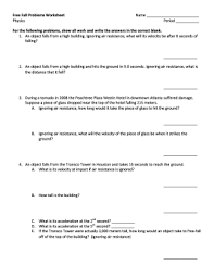 For the following problems, show all work and write the answers in the correct blank. Fall Problems Worksheet With Answers Pdf Fill Online Printable Fillable Blank Pdffiller
