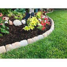 Landecor New Edgestone 4 In X 12 In X 3 In Tan Gray Concrete Overlapping Field Stone Edging 10 Pack 57 The Home Depot Stone Edging Stone Edging Landscape Lawn Edging