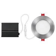 Globe Electric 9 Watt 4 Brushed Nickel Integrated Led Ultra Slim Recessed Lighting Kit Walmart Com Walmart Com