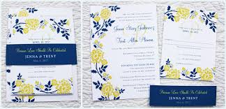 Blue and yellow flowers for wedding. Blue Yellow Spring Flowers Vines Belly Band Monogram Wedding Invitations Emdotzee Designs