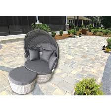Classic teak outdoor daybed with cushions: Henryka Patio Daybed With Cushions Resin Grey Lowe S Canada